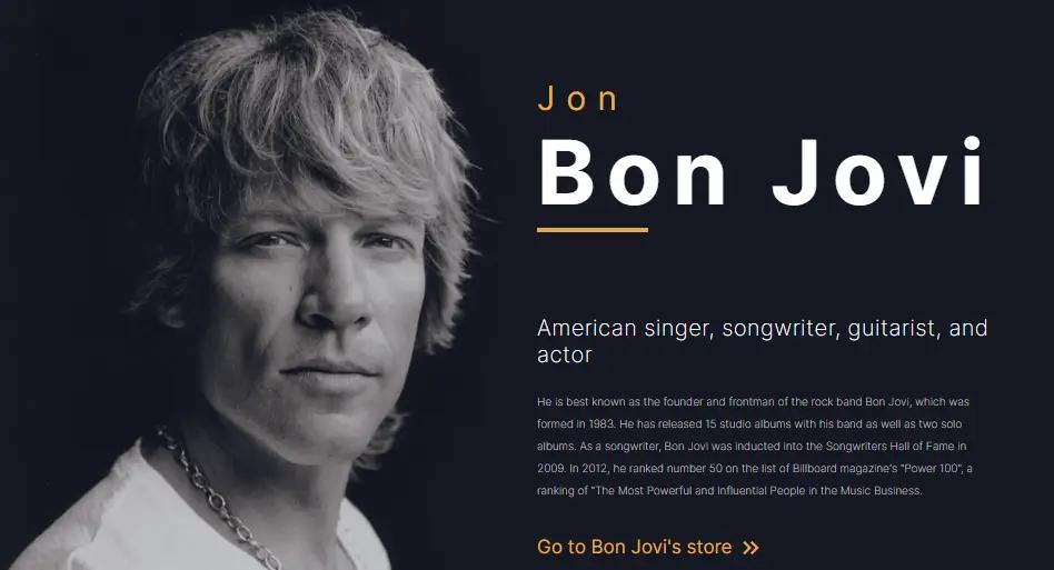 Bon Jovi Tribute Page screenshot