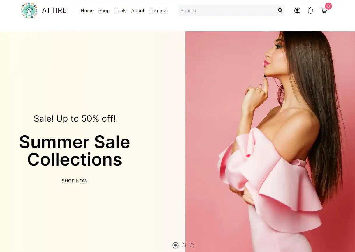 ATTIRE Ecommerce screenshot